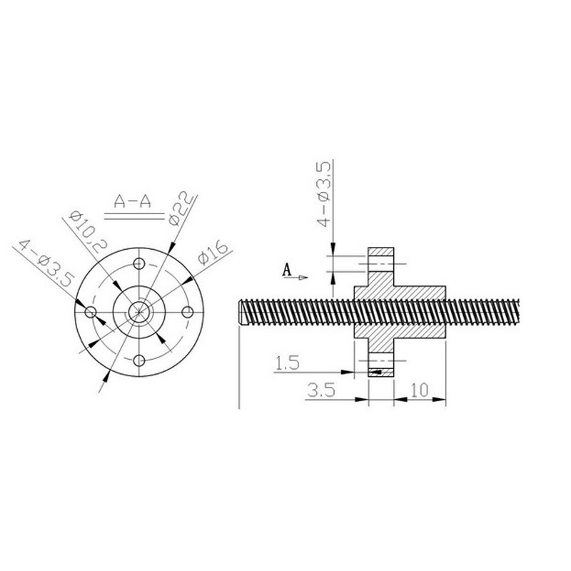 Combo đai ốc+vitme T8 bước 8mm