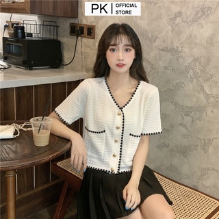 Áo Len Cardigan Croptop Ngắn Tay PK11, Loại 1 Dệt Kim Cao Cấp - PK Official