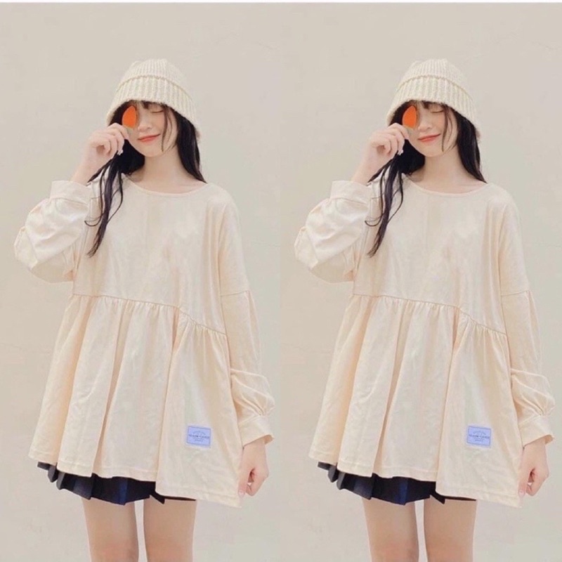 Áo Babydoll Tay Bồng Xếp Ly Tầng Tiểu Thư Ulzzang( Có Sẵn, Ảnh Thật)