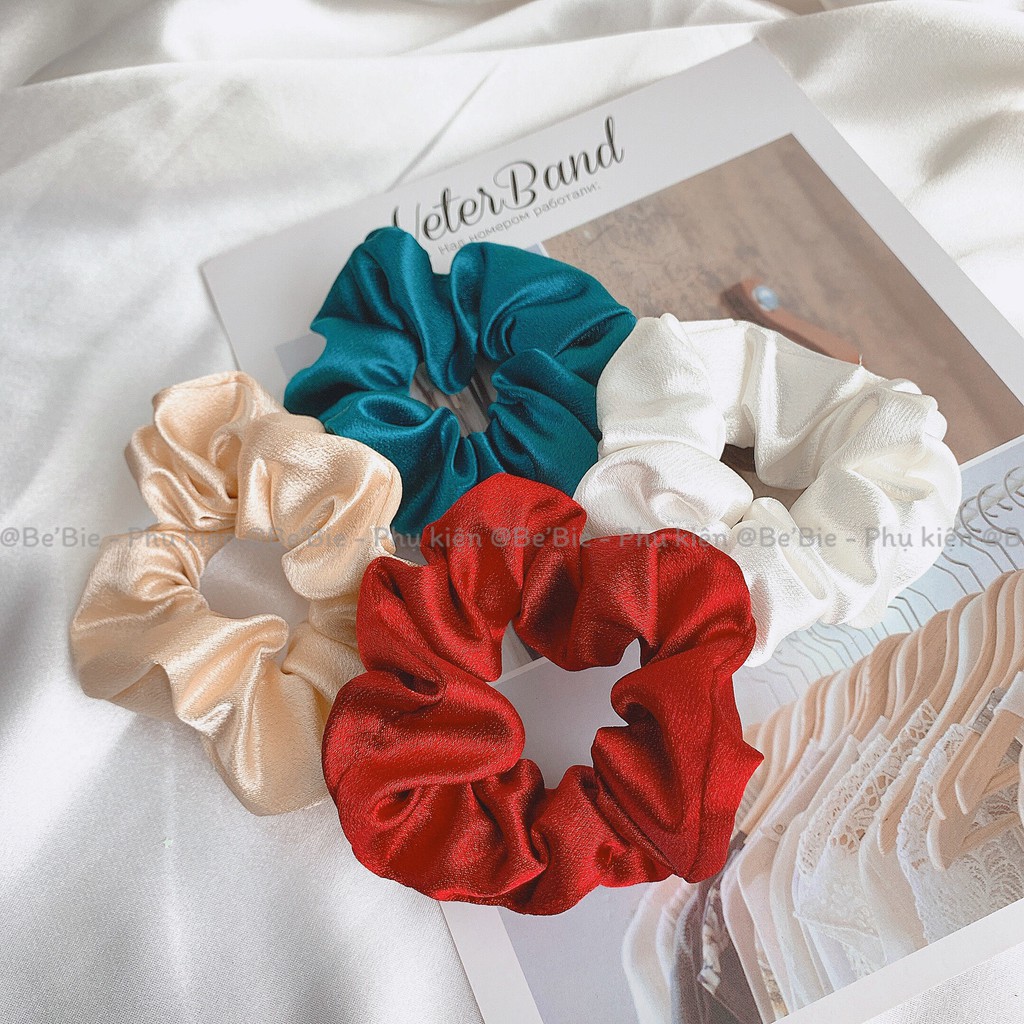 Cột tóc vải Scruchies lụa satin, Buộc tóc vải lụa hot trend BeBie - BP076