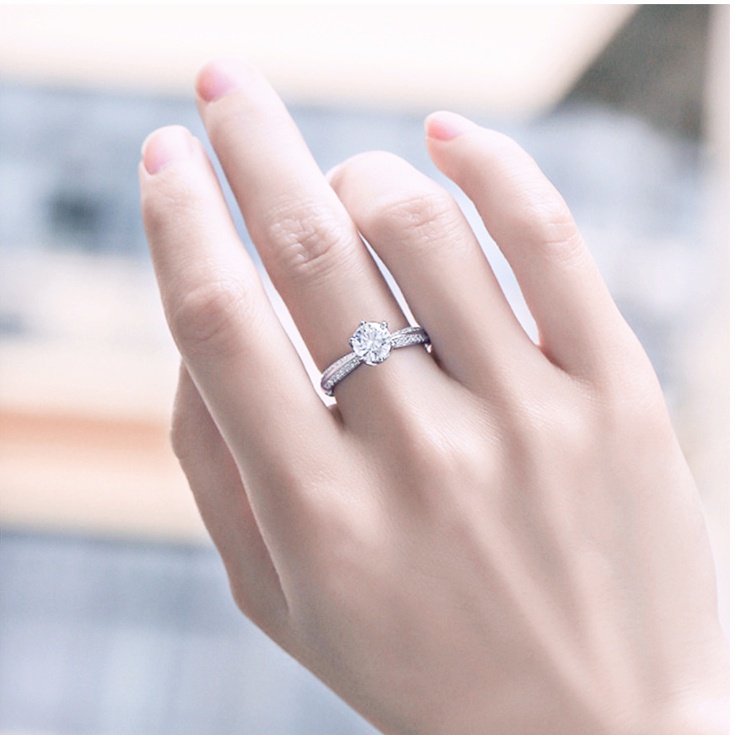 1 Nhẫn Hở Mạ Bạc 925 Lấp Lánh Thời Trang Có Thể Điều Chỉnh Cho Cặp Đôi
