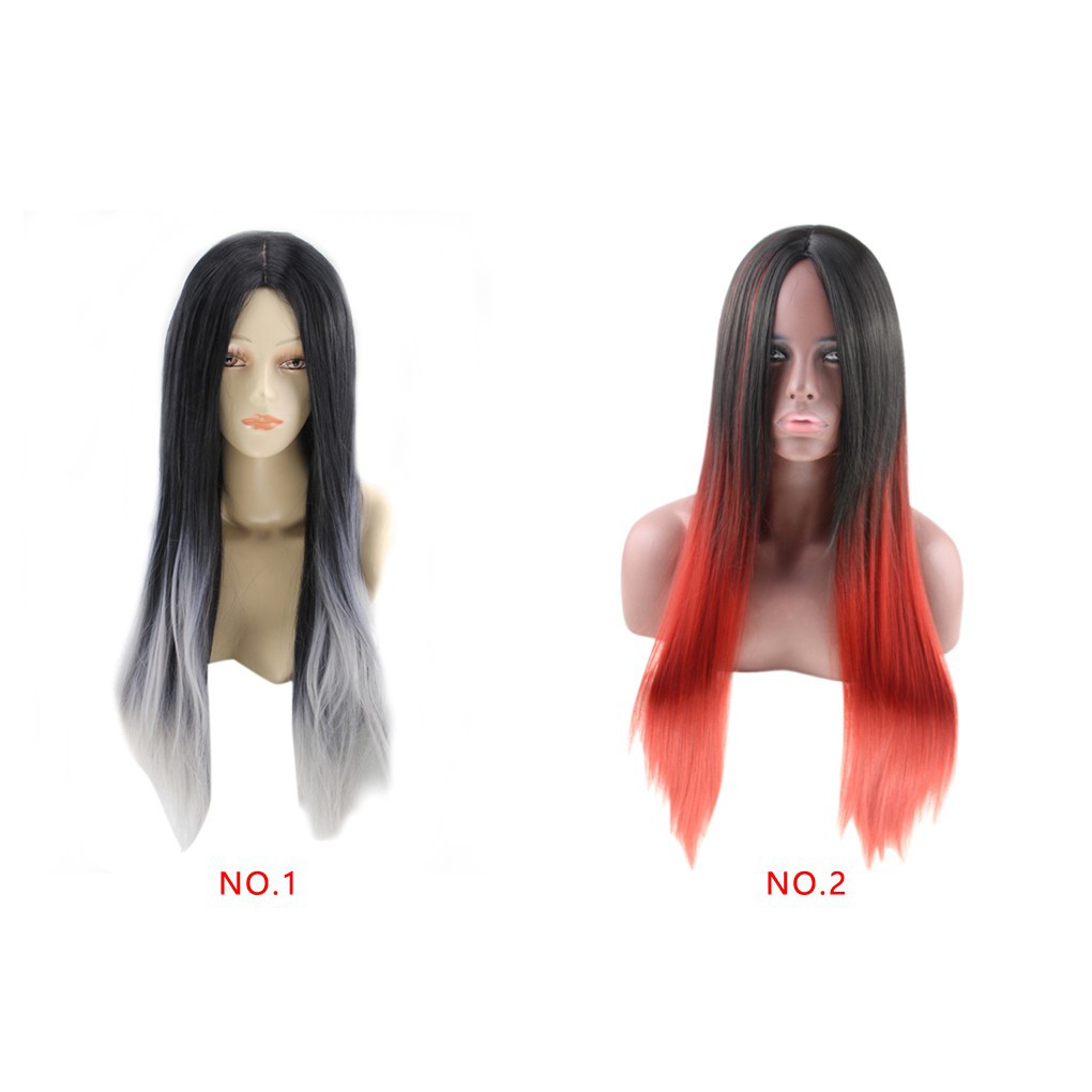 [Hàng mới về] Bộ tóc giả dài thẳng 2 mái màu Gradient thời trang cho nữ