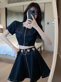 Set Áo Croptop Váy Ulzzang Cá Tính