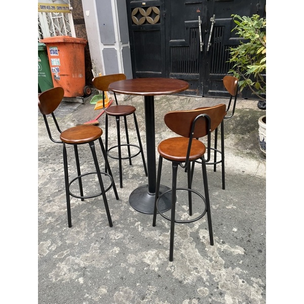 bộ 1 bàn 4 ghế quầy bar ,ban công ,clup ,cafe ghế cao 75cm - bàn 1m1