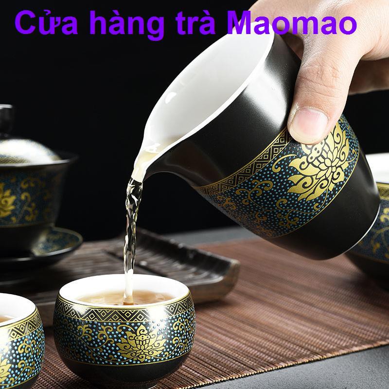 Bộ ấm trà Kung Fu gia dụng trọn gốm sứ Trung Quốc cao cấp chén hộp quà tặng tạo tác cụ pha <