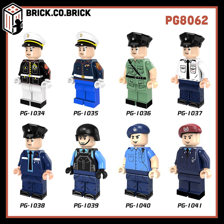 Lego Cảnh Sát Non Mô Hình Đồ Chơi Lắp Ráp Minifigure Các Nhân Vật Cảnh Sát nhiều quân phục khác nhau PG8062