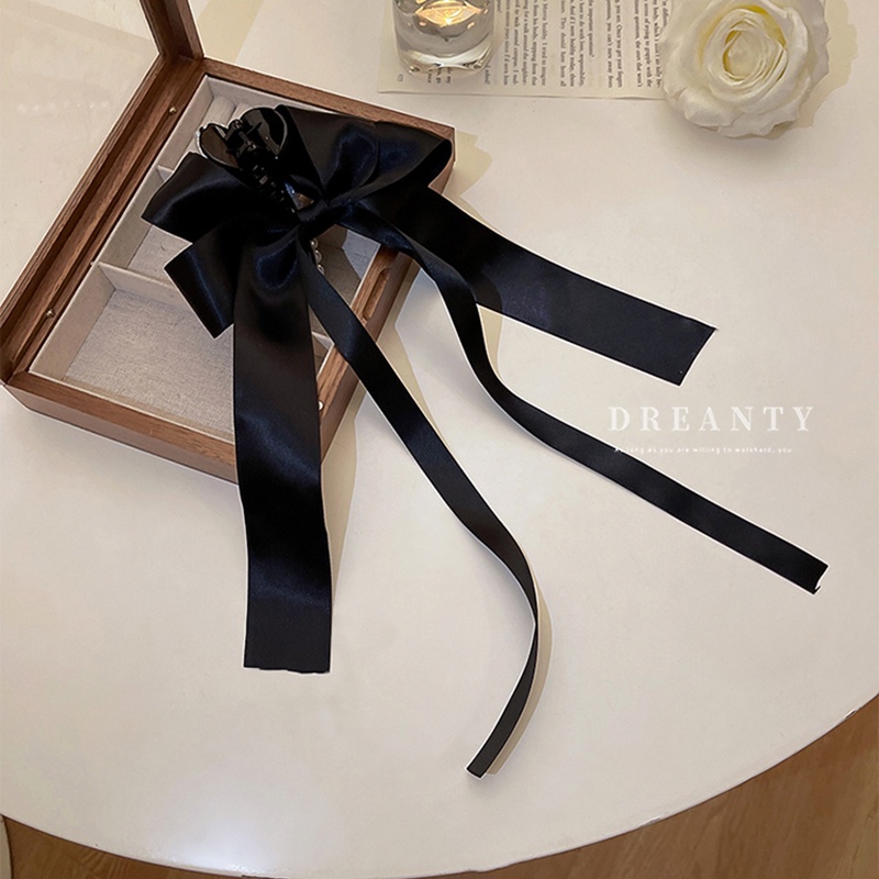 Kẹp Tóc Nơ Ruy Băng Đính Ngọc Trai Thiết Kế Đơn Giản Độc Đáo Phong Cách Hàn Quốc