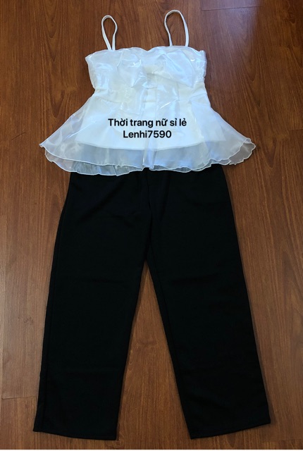 SET ÁO HAI DÂY VOAN KẾT NƠ KÈM QUẦN THUN DÀY DẶN GIÁ RẺ