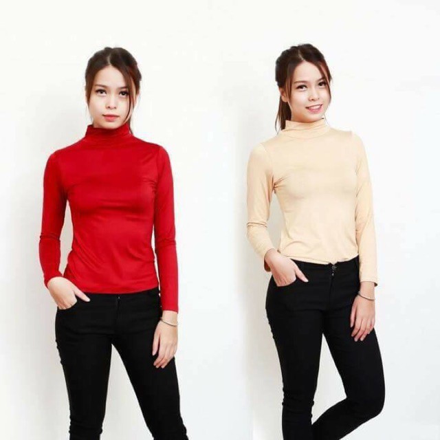 Áo Giữ Nhiệt Nữ tay dài Cotton Lót Nỉ Cổ 3 Phân Cao Cấp, Áo giữ nhiệt Nữ lót nỉ mềm mại giữ nhiệt cực tốt - SVFA90