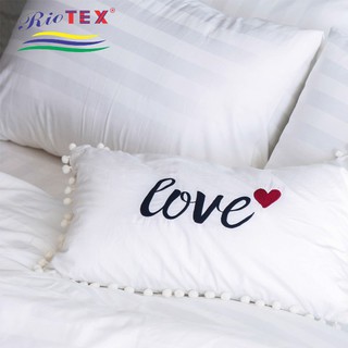 Vỏ Gối Cotton CVC 80/20  RIOTEX Trắng Trơn, trắng sọc cho khách sạn Đủ Kích Thước