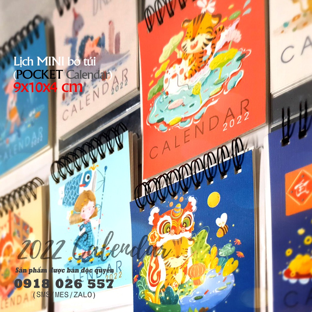 Lịch để bàn mini, lịch bỏ túi (pocket calendar) - Lịch Việt Nam 2022 có ngày âm lịch