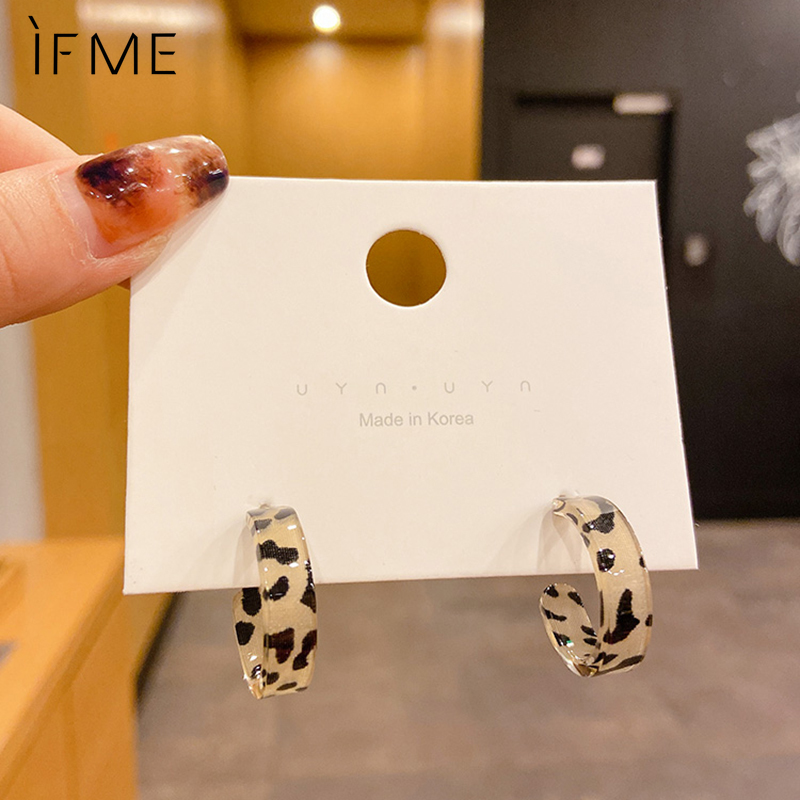 Đôi khuyên tai IF ME họa tiết da báo cá tính cho nữ