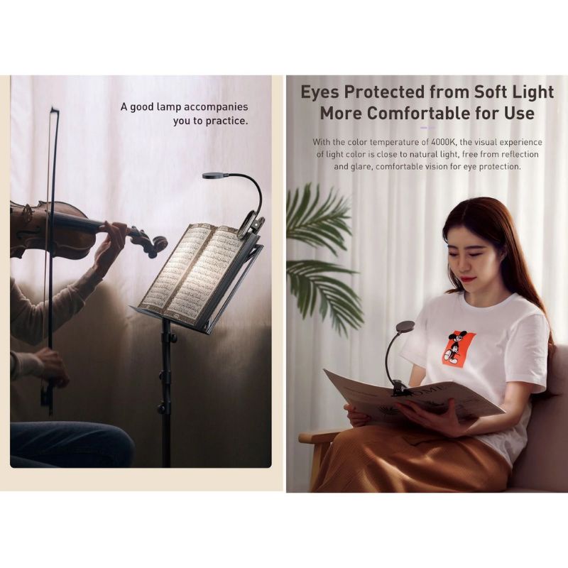 Đèn đọc sách Baseus mini clip lamp nhỏ gọn chân kẹp tiện lợi
