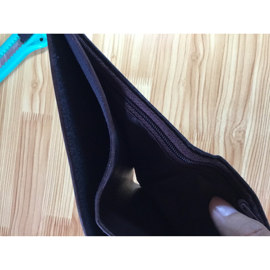 Ví da nam ngang bỏ túi nhiều ngăn có dây kéo và nút cài - N6571