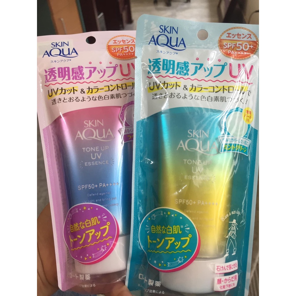 [Chuẩn nội địa Nhật Bản] Kem chống nắng Skin Aqua Tone Up UV Essence Nhật Bản 80g (xanh, tím, hồng sakura)