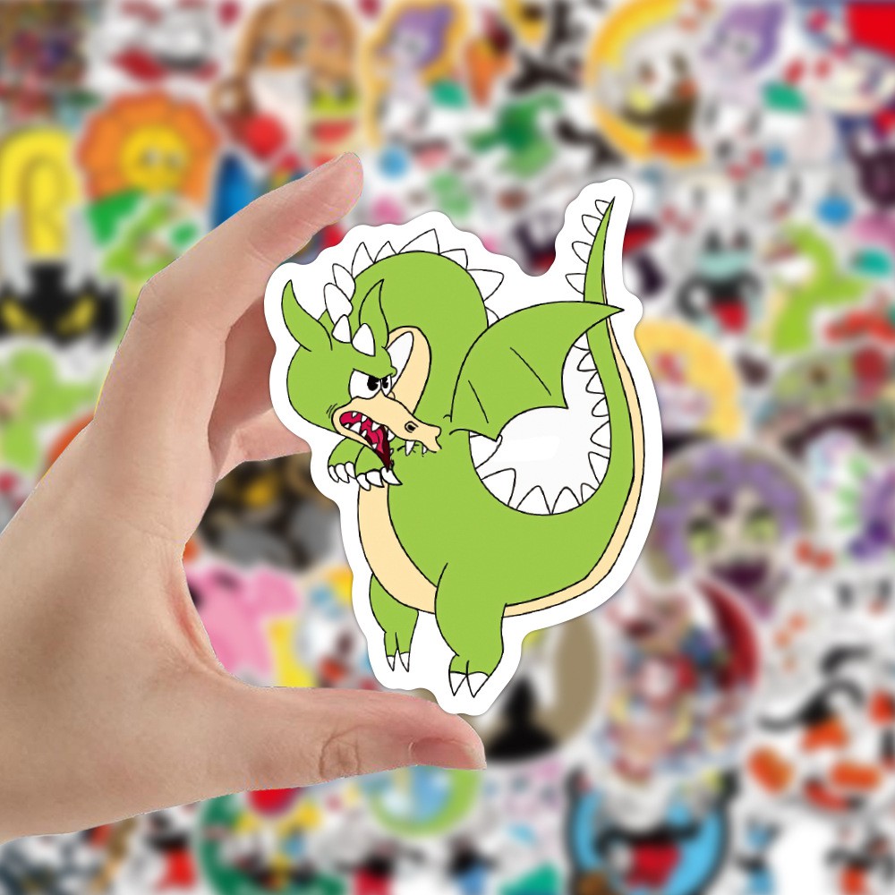 Y&P| Hình Dán Chống Nước Cuphead Trò Chơi Điện Tử Mũ Bảo Hiểm Máy Tính Xách Tay Hành Lý Dán Thiết Lập, 50 tờ