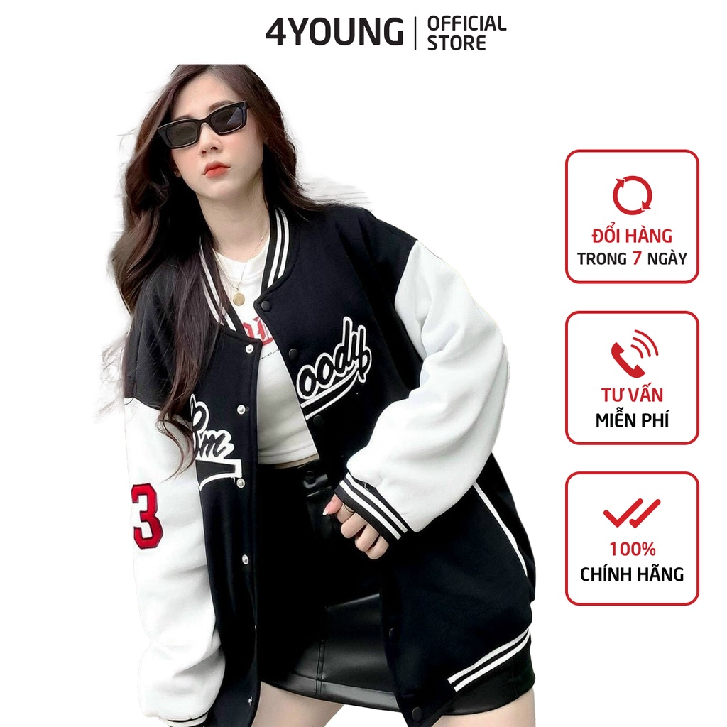 ÁO KHOÁC BOMBER NỮ FORM RỘNG 4YOUNG BBLV03