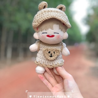 Set đầm gấu doll 10cm,15cm,20cm( đầm + mũ + balo)