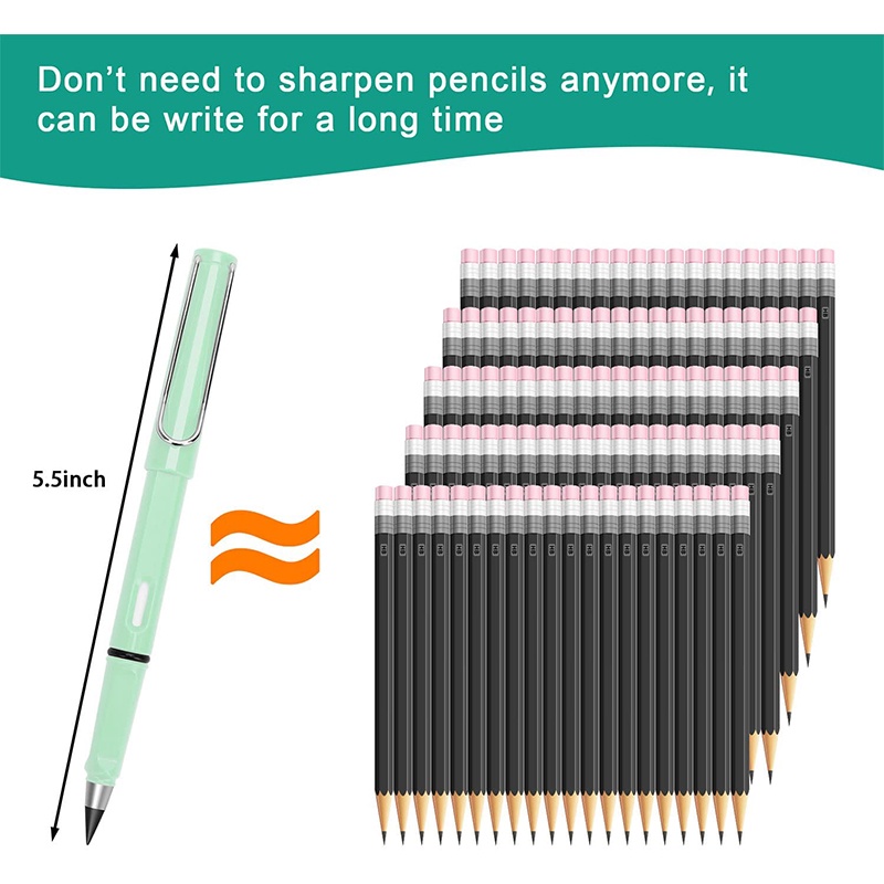 Bút Chì Kẻ Vô Hạn Lâu Trôi Có Thể Tái Sử Dụng Kèm Gôm Tẩy Tiện Dụng Cho Học Sinh