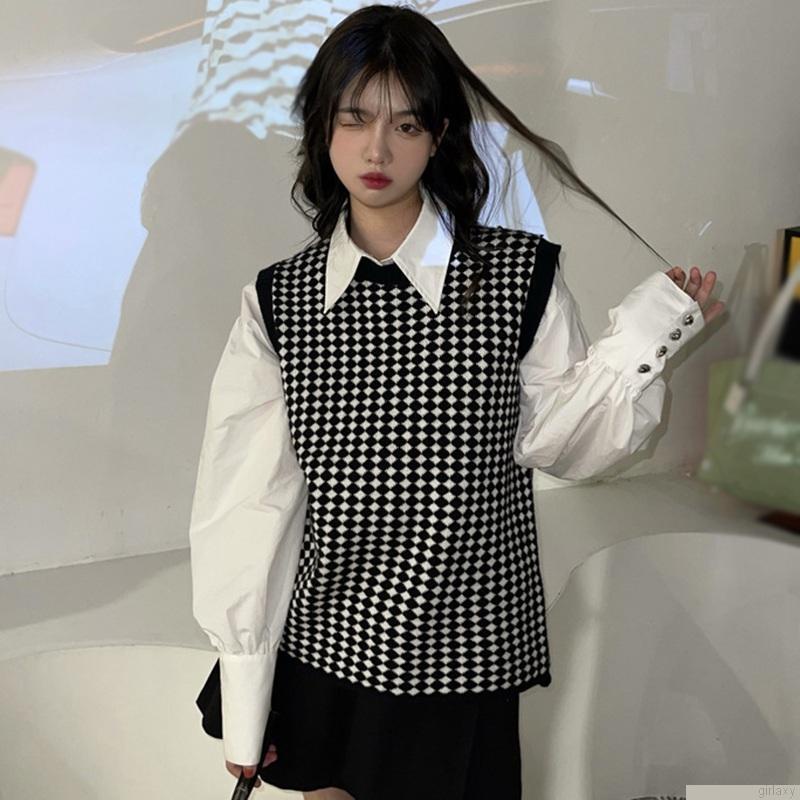 Áo len không tay cổ tròn phong cách Hàn Quốc dành cho nữ