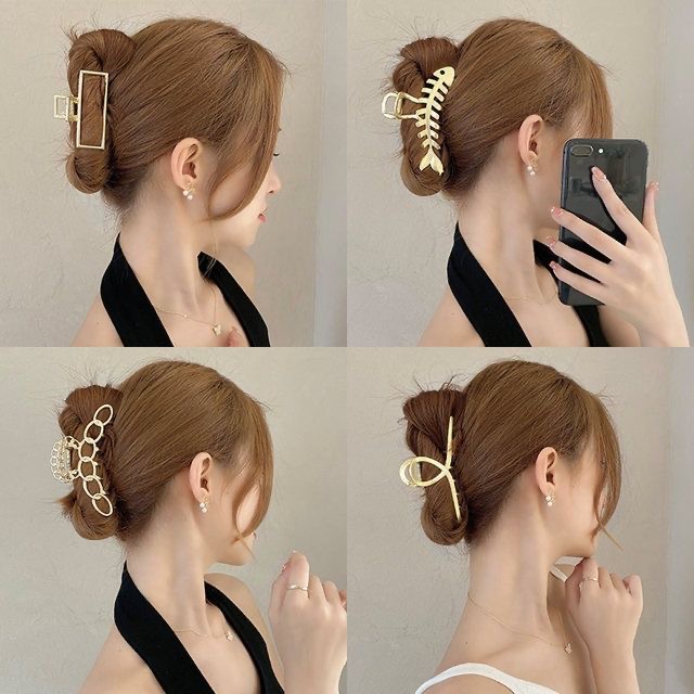 Kẹp tóc dạng xoắn bằng kim loại thiết kế đơn giản sáng tạo thời trang cho nữ 2021