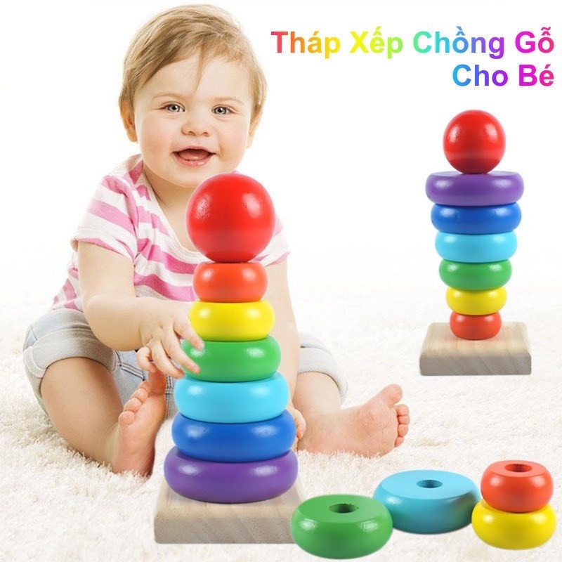 Đồ chơi Tháp gỗ xếp chồng cho bé vui chơi tư duy