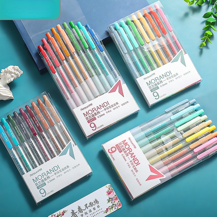 Bút Bi Dạng Nhấn 9 Màu Sắc retro Cho Học Sinh