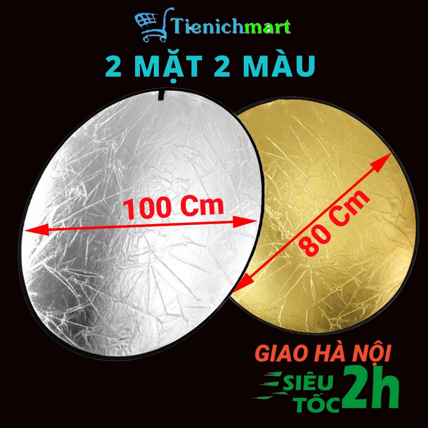 Tấm hắt sáng tròn kích thước 80cm 2 màu trong 1 vàng/ bạc dùng cho chụp hình chuyên nghiệp