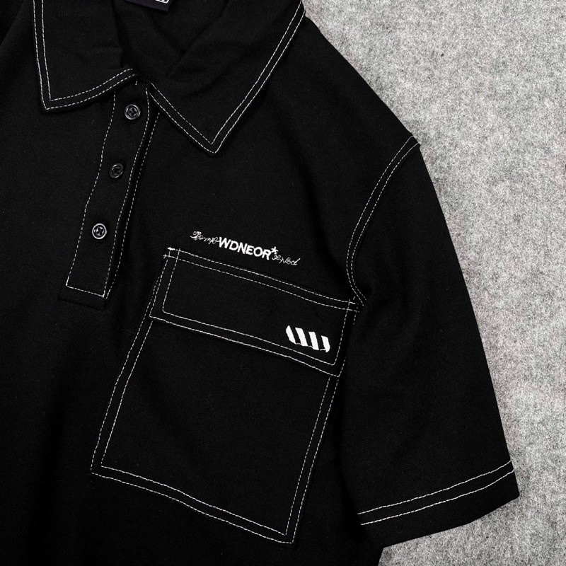 Áo thun Polo đen cổ bo viền túi ngực chuẩn form, áo thun tay lỡ có cổ nam nữ TBG , MSW Town | BigBuy360 - bigbuy360.vn