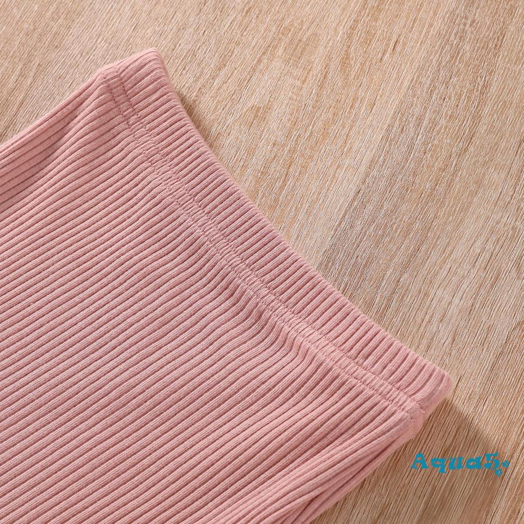 Bộ 2 món áo croptop không tay cổ yếm + chân váy ngắn xẻ tà màu trơn thời trang mùa hè cho bé gái 2-7 tuổi