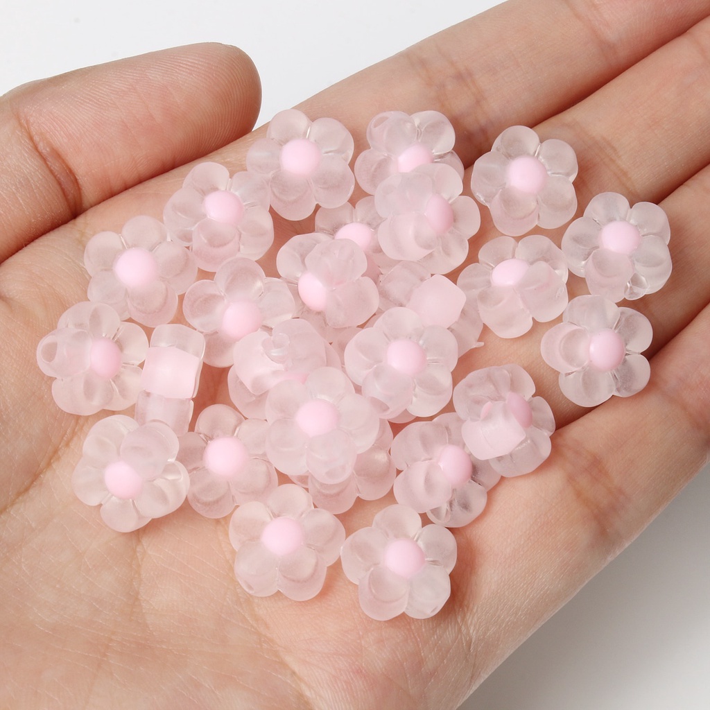 Bộ 30/60 hạt nhựa trong suốt hình hoa dùng làm trang sức thủ công