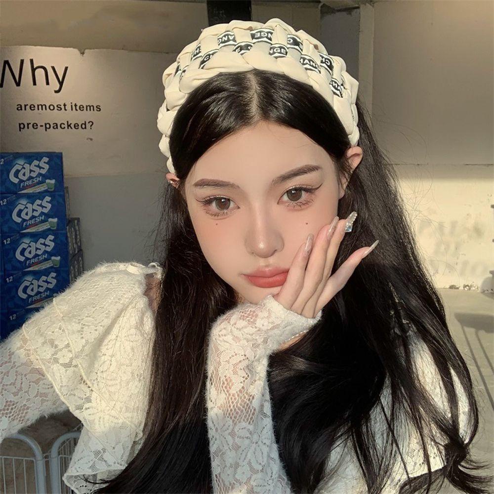 Băng Đô Cài Tóc Bản Rộng In Chữ Tiếng Anh Phong Cách Vintage Ngọt Ngào Cho Nữ