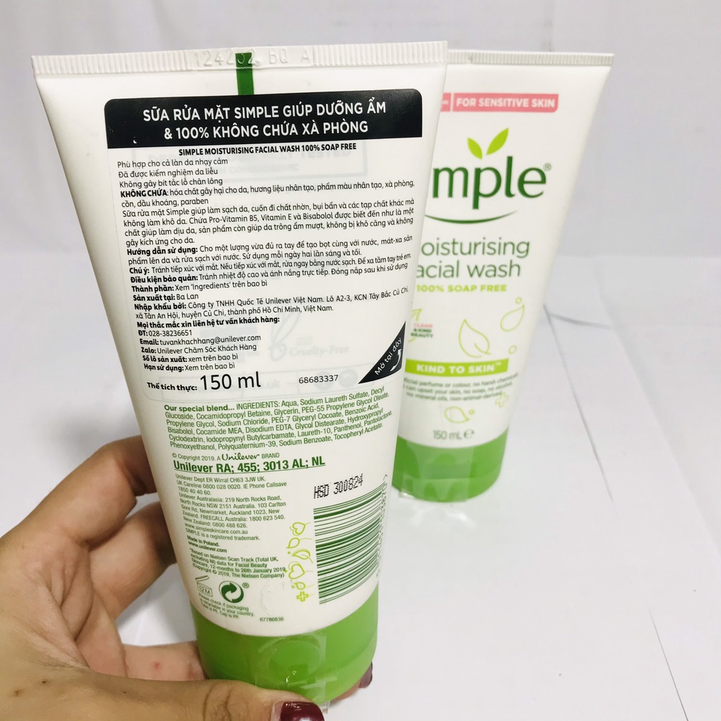 Sữa Rửa Mặt Simple Kiềm Dầu, Ngừa Mụn Cho Da Mụn 150ml Purifying Gel Wash