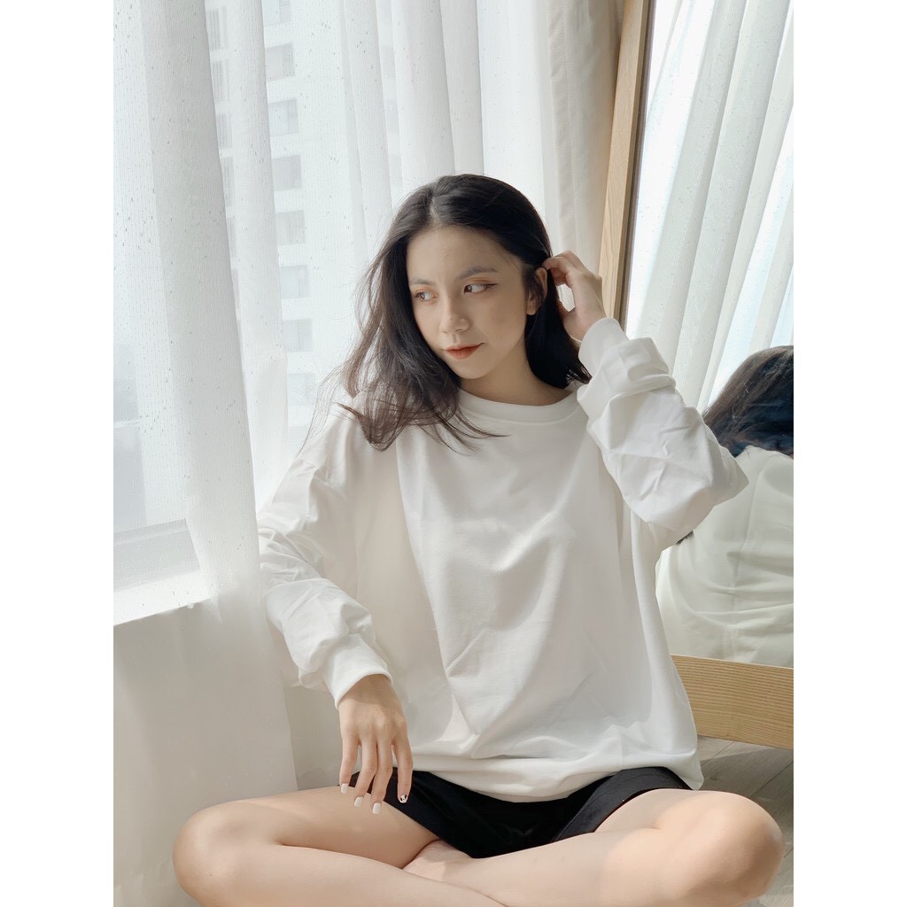 Áo Nỉ Da Cá Trơn Tay Bồng Ulzzang 🦋 Áo Thun Nữ Trơn Tay Bo Dáng Rộng 2 Màu 🦋 | BigBuy360 - bigbuy360.vn
