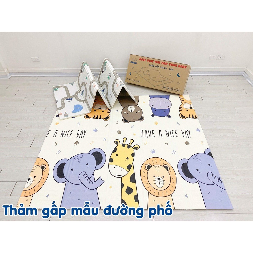 Thảm xốp cho bé chơi Umoo xốp XPE - Gấp gọn, Dày 1,5cm, Không Mùi, Không Thấm Nước