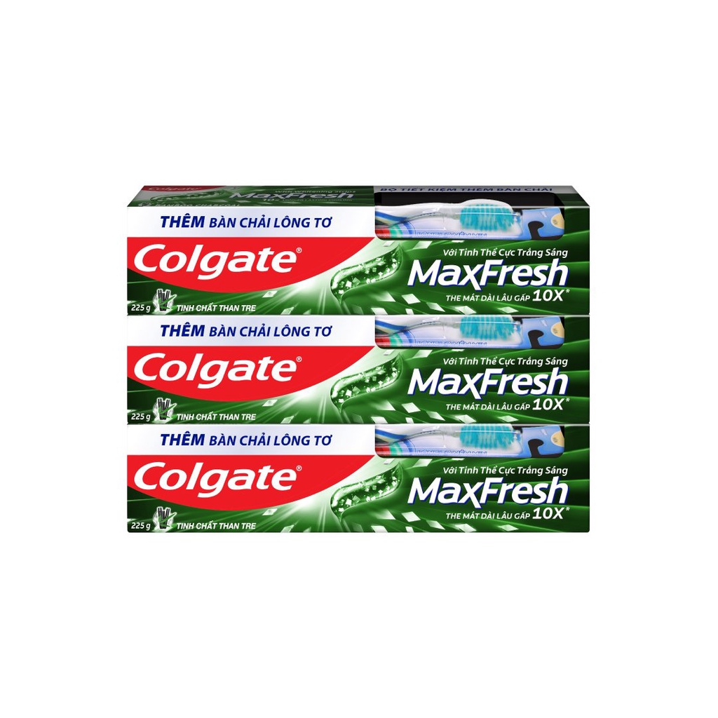 Bộ 3 Kem đánh răng Colgate Maxfresh than tre Bamboo Charcoal 225g