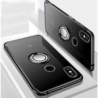 For Xiaomi Mi Max 3 Ring Stand Soft Plating Clear Cover