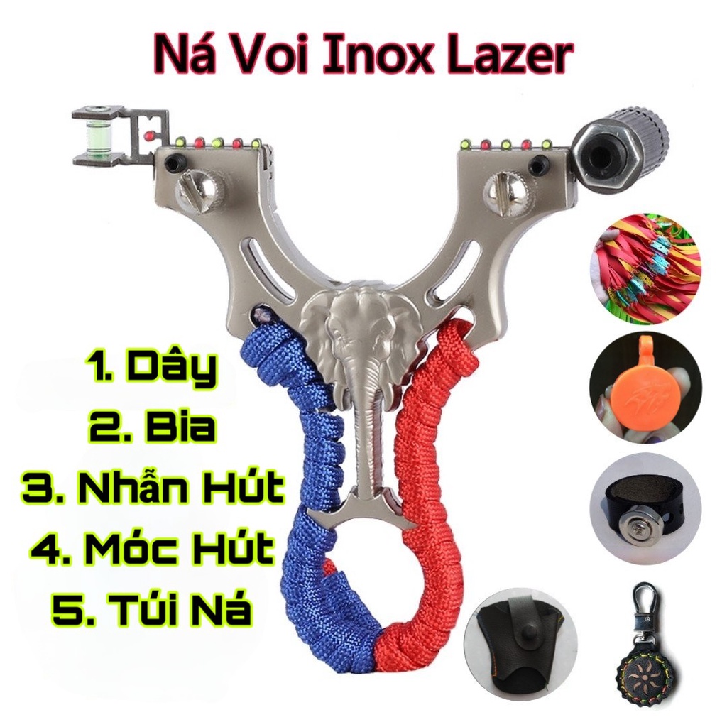 Ná cao su CON VOI hợp kim có đèn lazer kèm phụ kiện đầy đủ