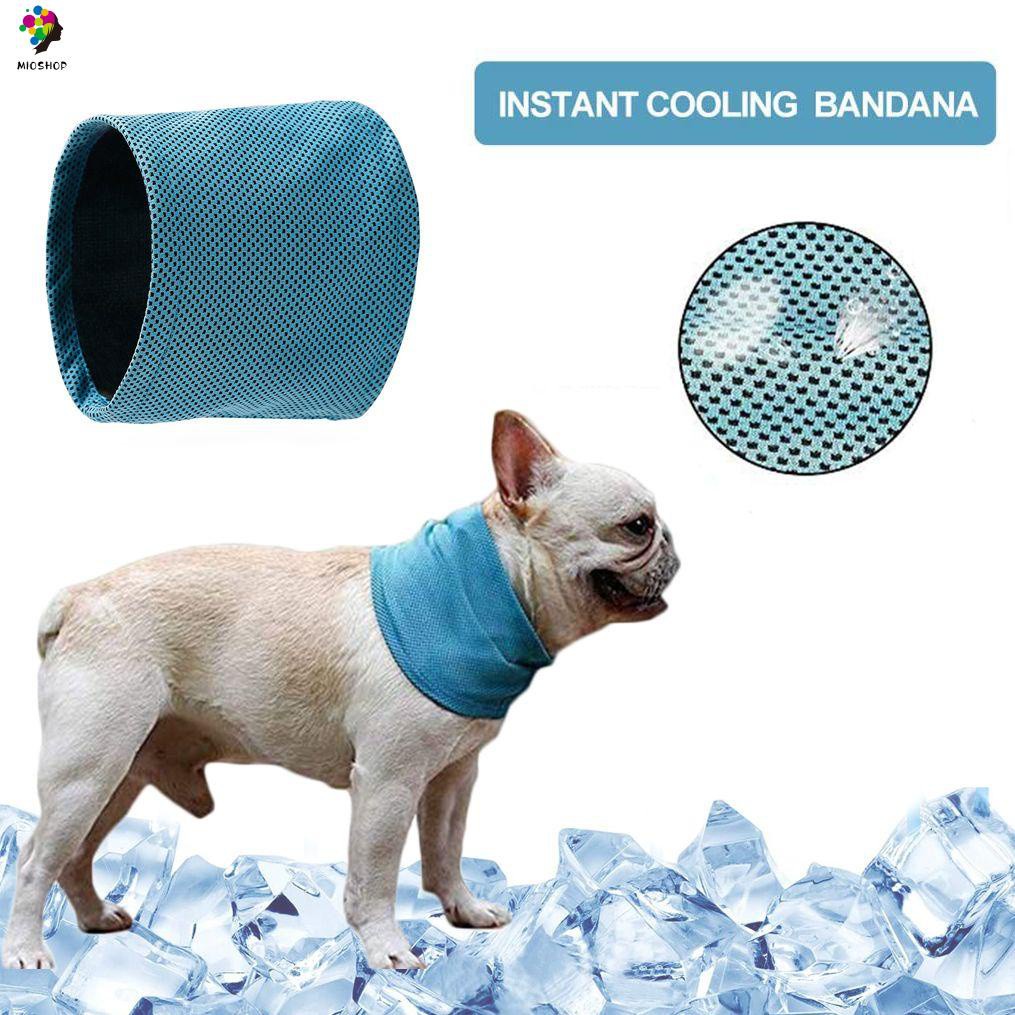 MIOSHOP Breathable Pet Cooling Bandana Summer Instant Cooling Dog Cooling Scarf Wrap Blue Durable Collar Ice Towels