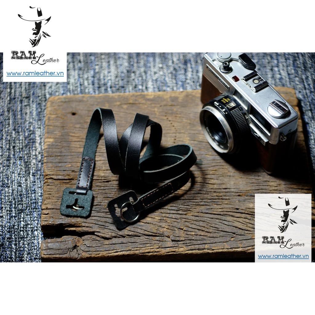 -DÂY MÁY ẢNH DA BÒ THẬT MÀU ĐEN - RAM A2 BLACK CHỈ (ĐEN) - RAM LEATHER -#FUJIFILM / #SONY / #CANON / #NIKON / #LUMIX