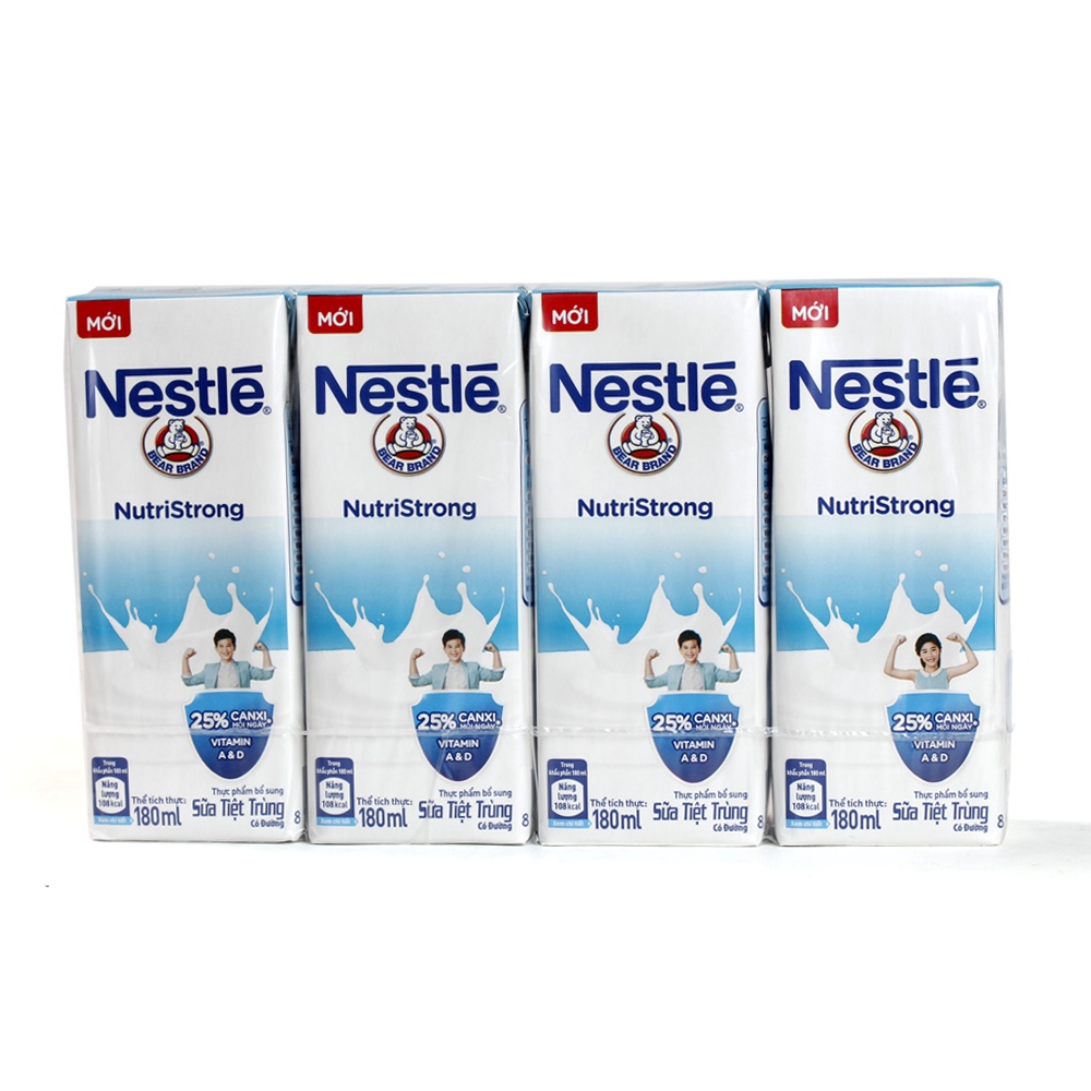 Lốc 4 hộp sữa tiệt trùng Nestle NutriStrong có đường 180ml