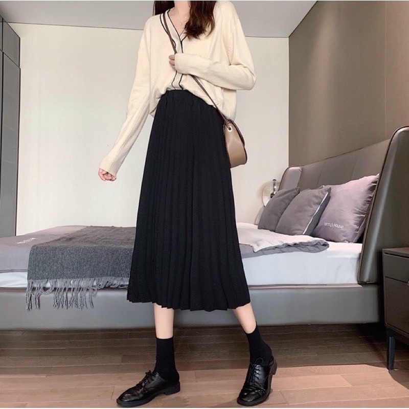 CHÂN VÁY XẾP LY DÁNG DÀI