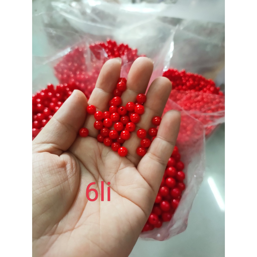 10/25/50gam hạt đỏ bóng đủ size làm vòng tay vòng cổ, handmade