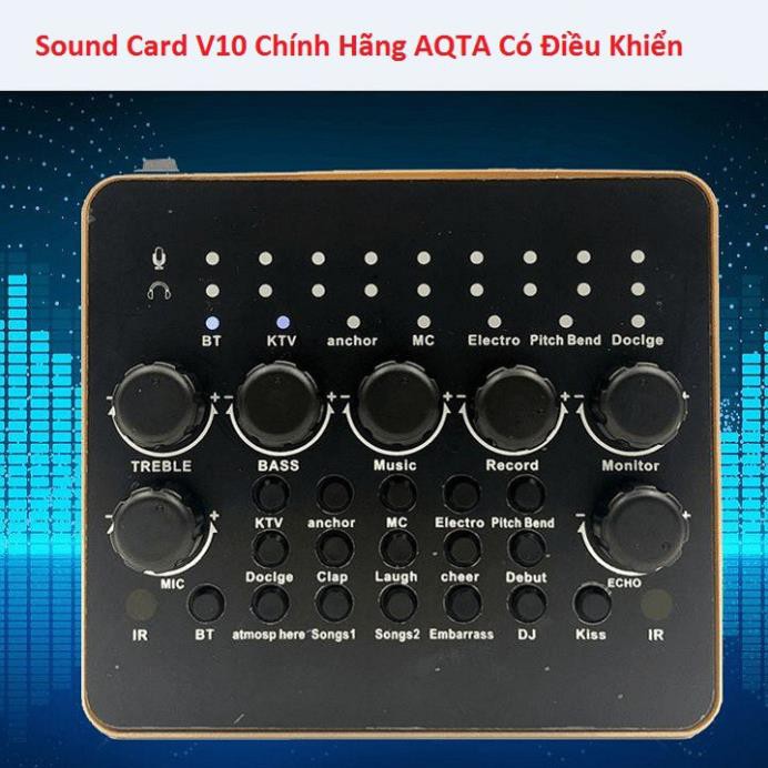 Combo Sound Card V10 Chính Hãng AQTA Kèm Điều Khiển & Mic BM-900 Thu Âm Hát Live Stream - Hát karaoke Cực Hay