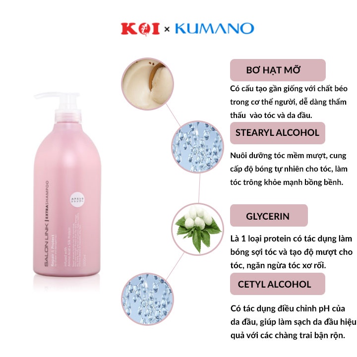 Dầu gội đầu Kumano Salon Link Extra dùng cho tóc thẳng 1000ml