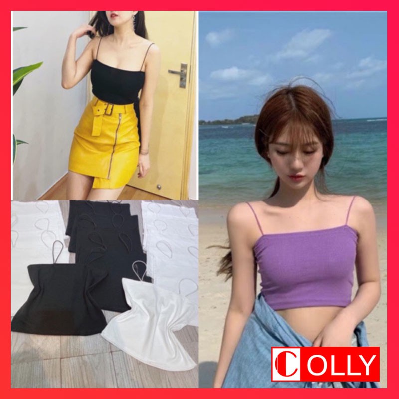 [Mã FAMAYWA giảm 10K đơn 50K] Áo hai dây sợi bún croptop thời trang