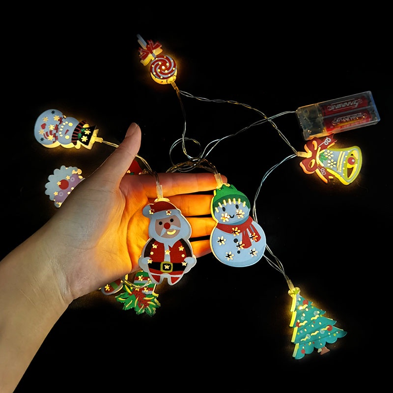 Dây Đèn Led 1.65M 10 Bóng Hình Ông Già Noel Trang Trí Cây Thông Noel