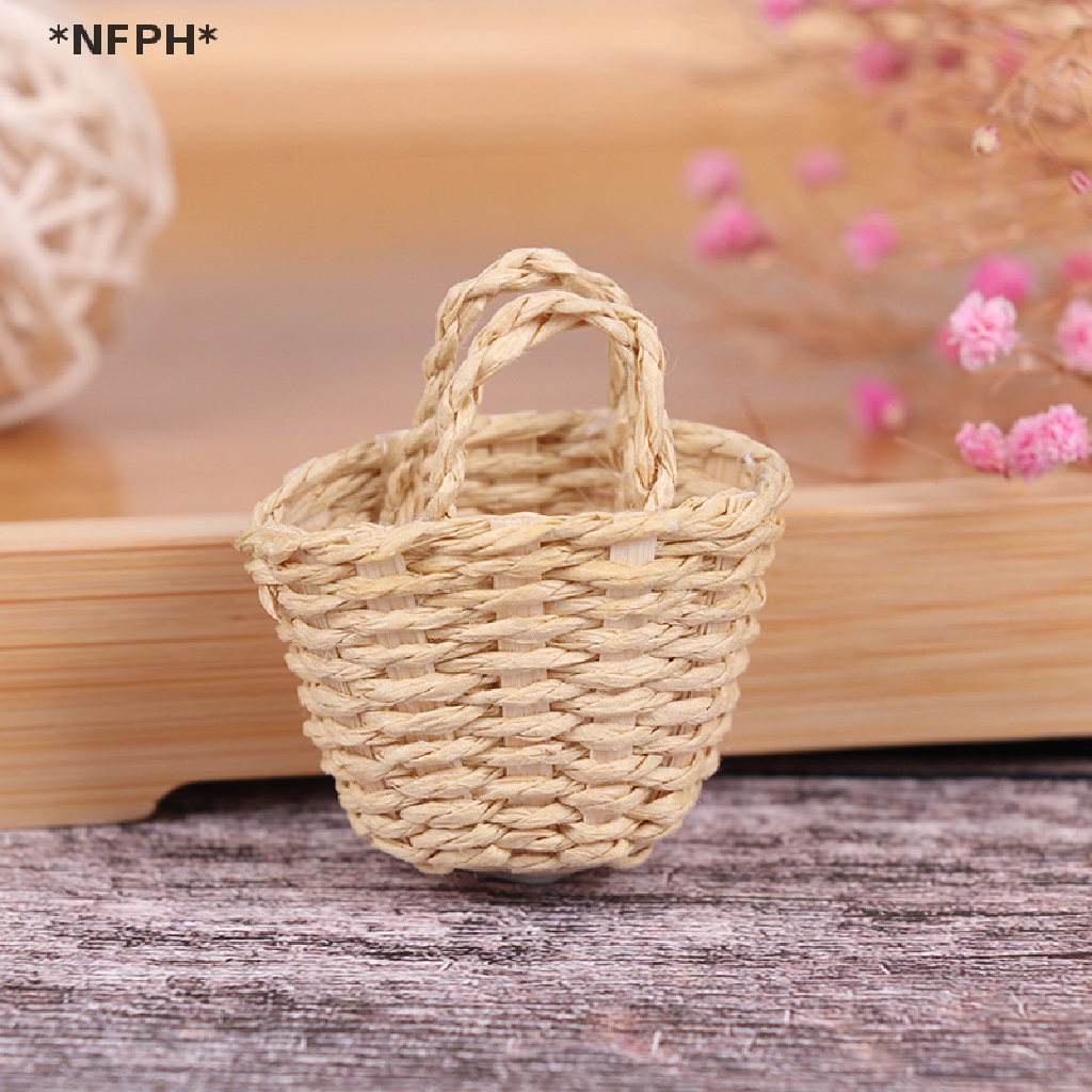 [[NFPH]] 1:12 Dollhouse Mini Rattan Hand-woven Vegetable Food Storage Basket Doll Decor [Hot Sell]