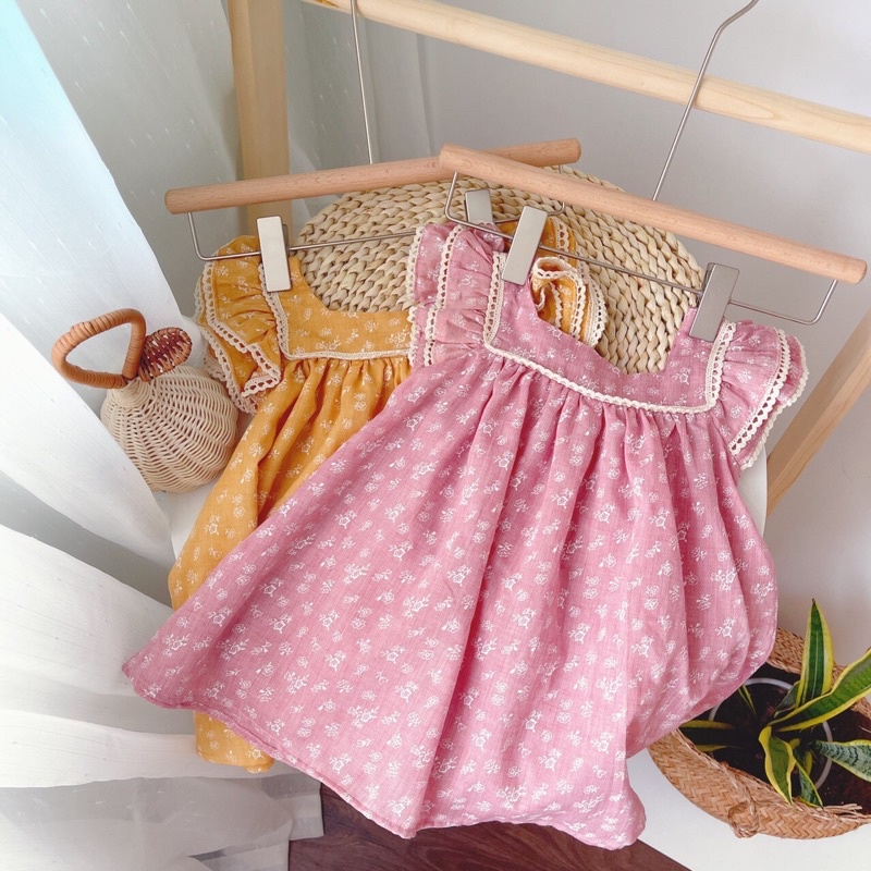 Đầm baby doll hoa nhí tay cánh tiên 10-20 ký
