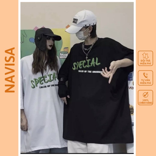 Áo thun nữ unisex form rộng tay lỡ in hình cổ tròn NAVISA AT237